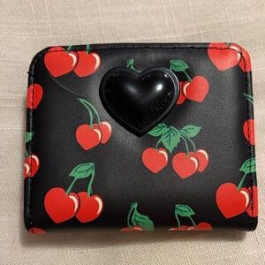 Betsey Johnson Black Cherry Heart Compact Wallet